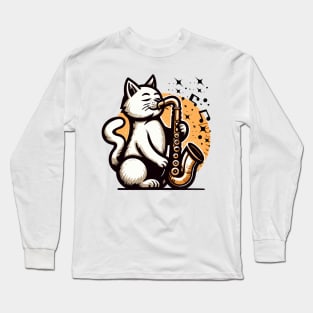 Cat Playing Saxophone Long Sleeve T-Shirt